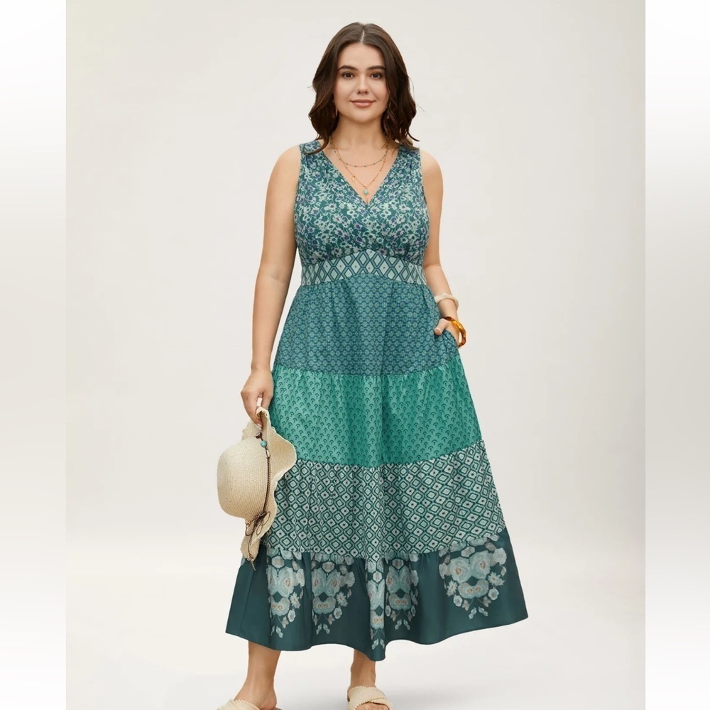 BloomChic Bandana Patchwork Floral Sleeveless Dress